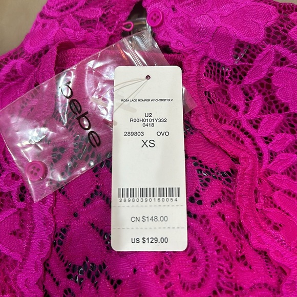 Women’s Bebe Rosa Lace Romper with Contrast Sleeves. - Picture 6 of 6